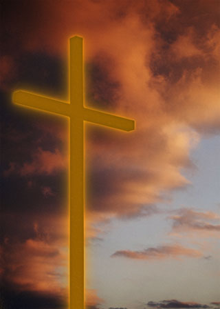 glorious cross against stormy sky